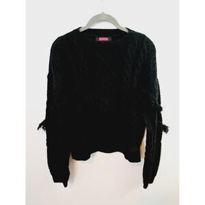 Rock & Roll Women's Black Cropped Fringe Sweater In Size Medium